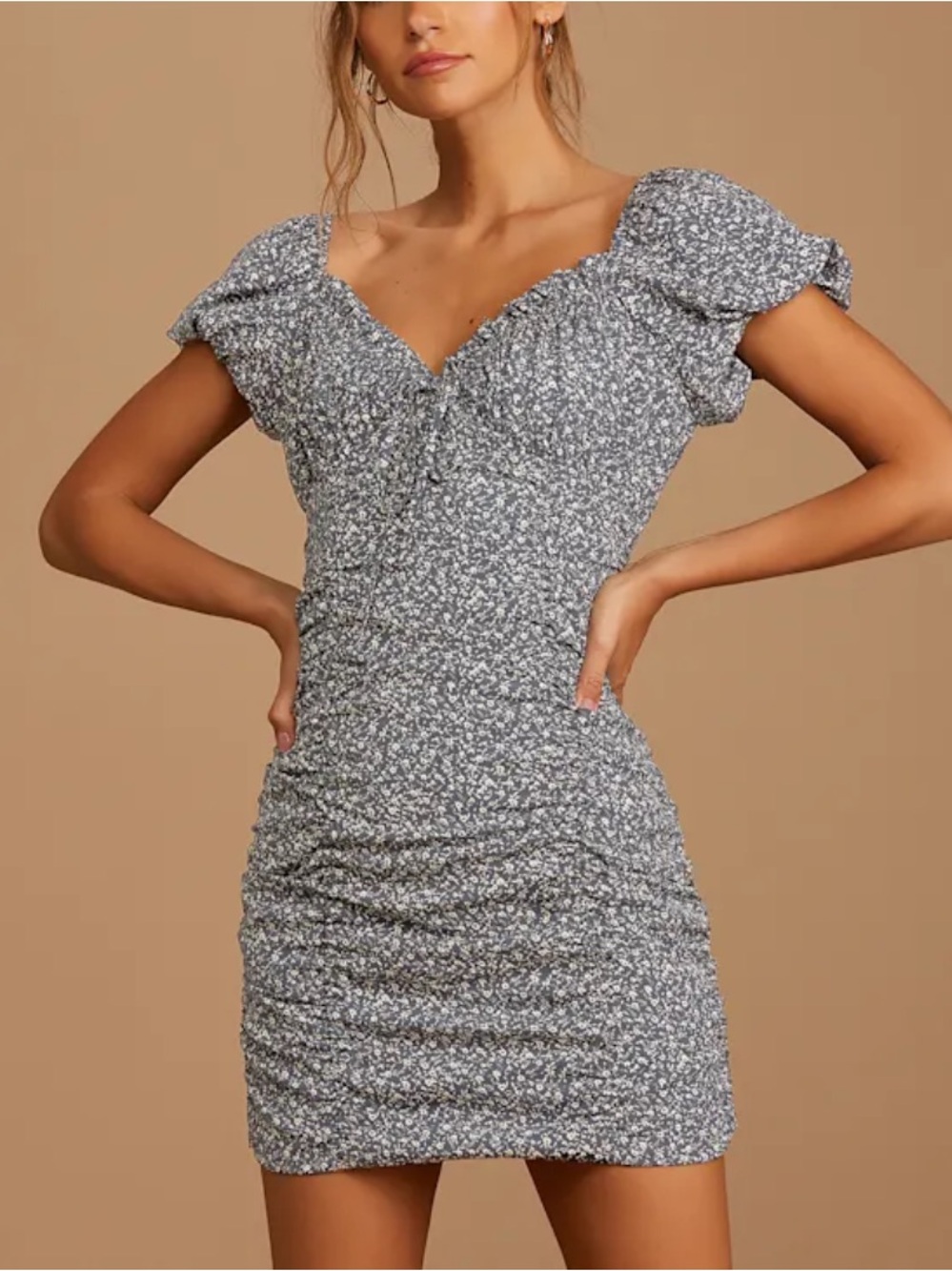 Lulus Reason to Be Dusty Floral Print Off-the-Shoulder Mini Dress size small